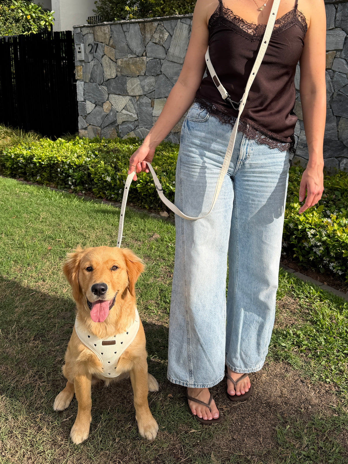 Cream Corduroy Crossbody Leash