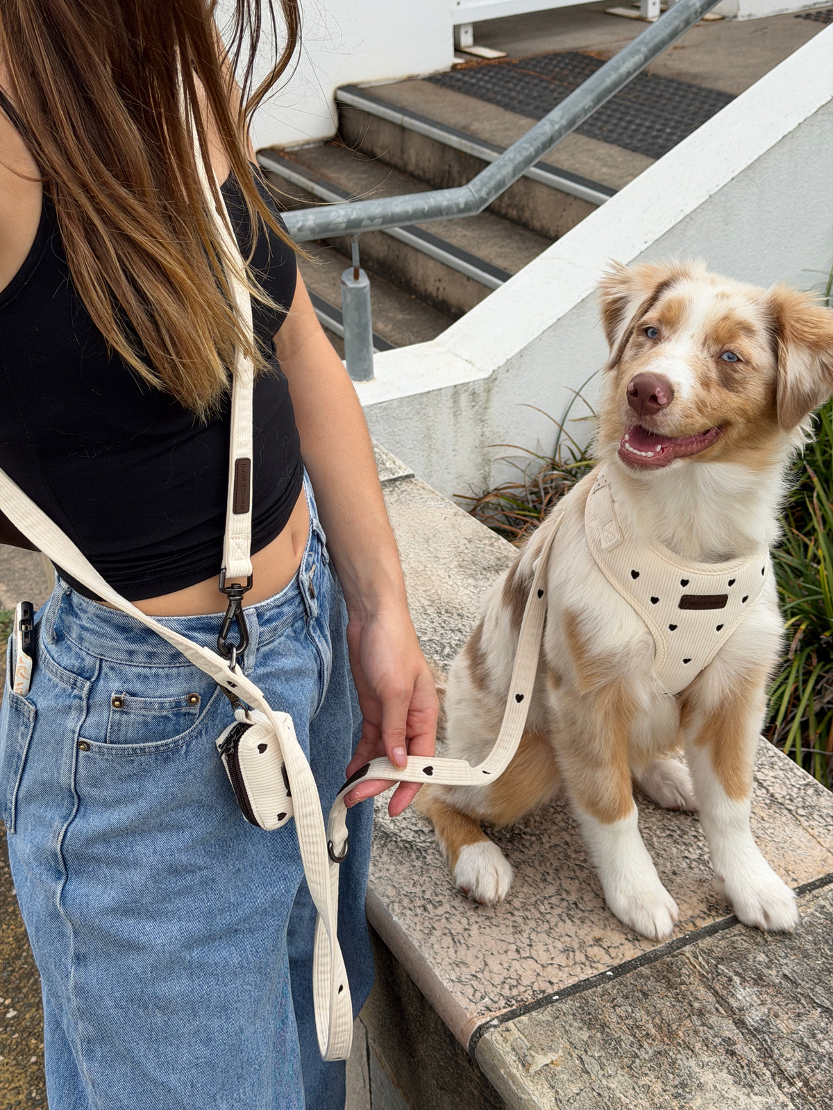 Cream Corduroy Crossbody Leash