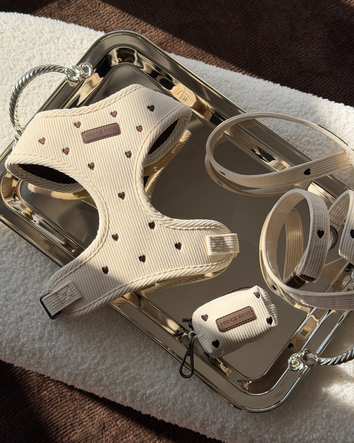 Cream Corduroy Adjustable Harness