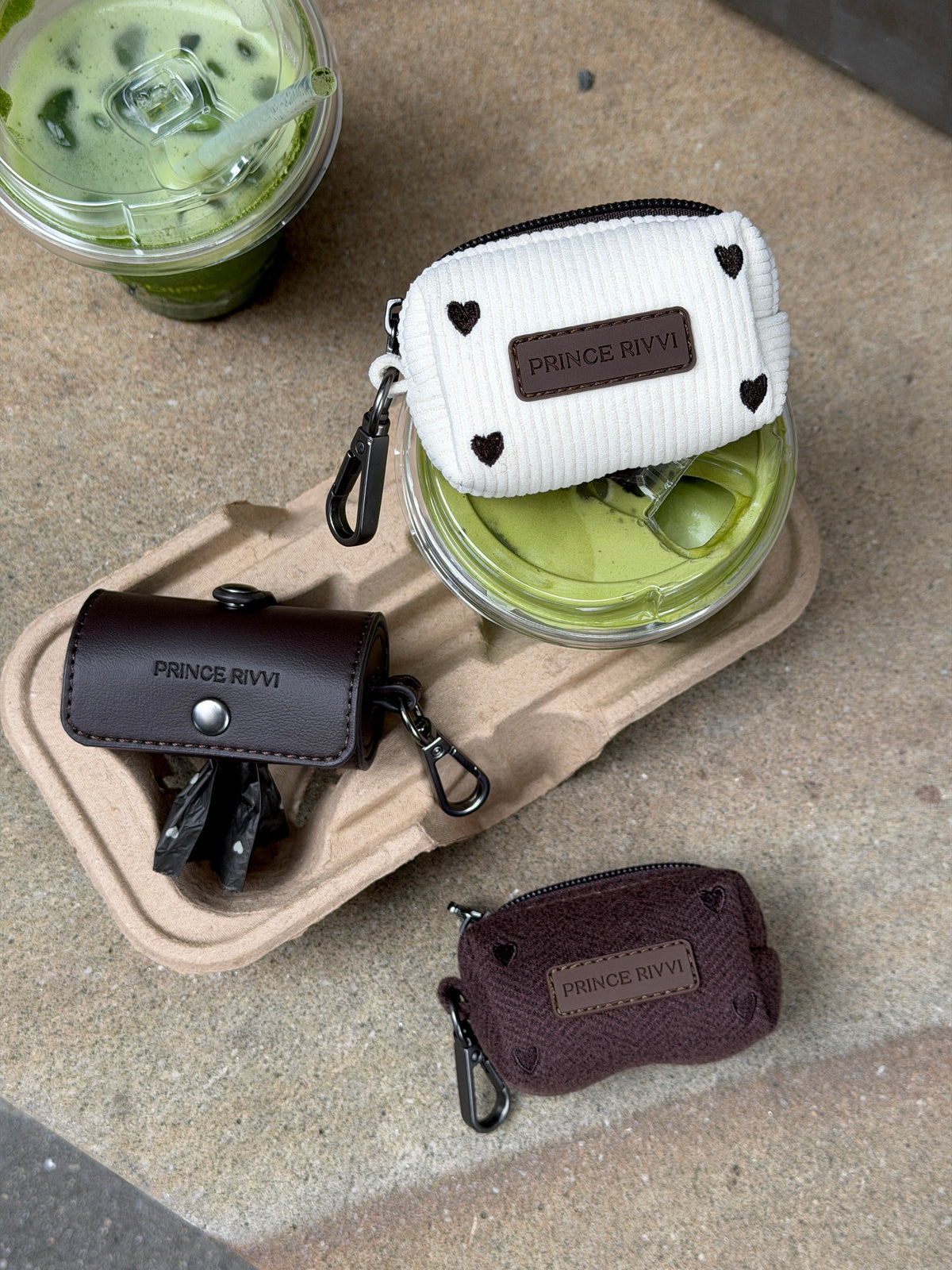 Chocolate Herringbone Poop Bag Holder