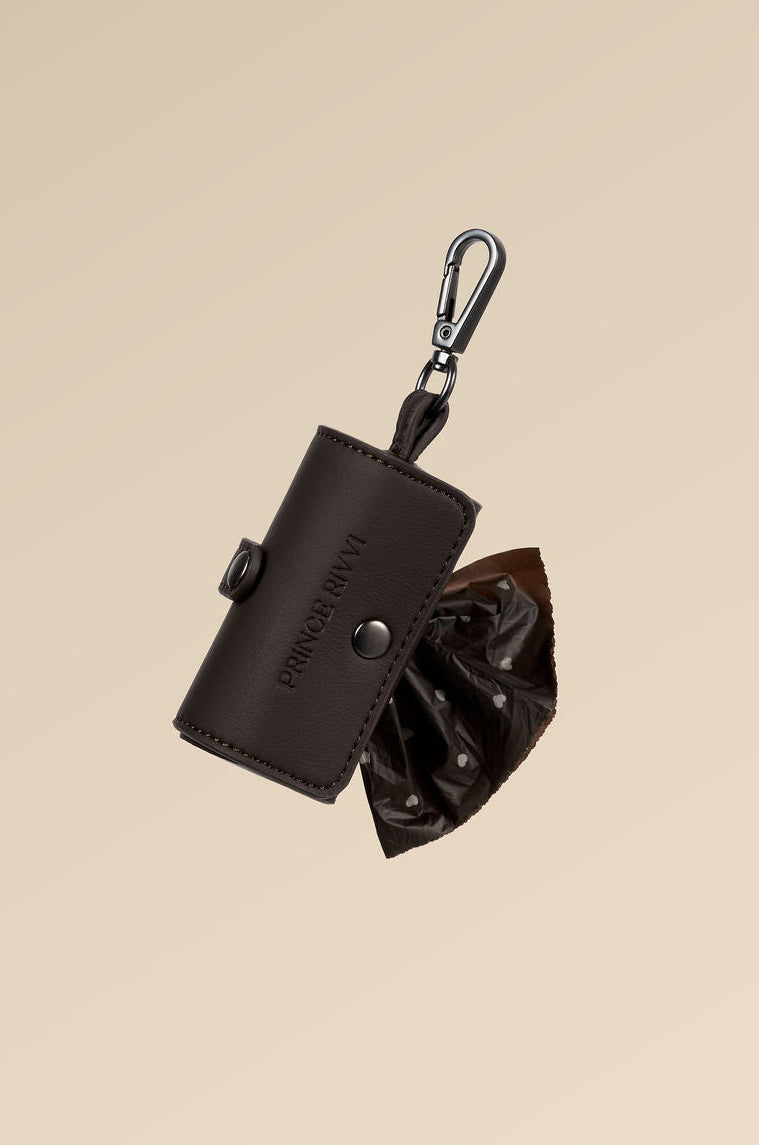Chocolate Leather Poop Bag Holder